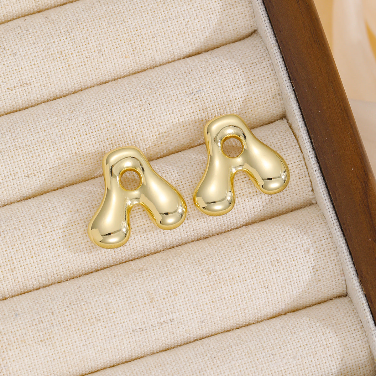 Initially Yours - 18K Gold-Plated Bubble Letter Stud Earring