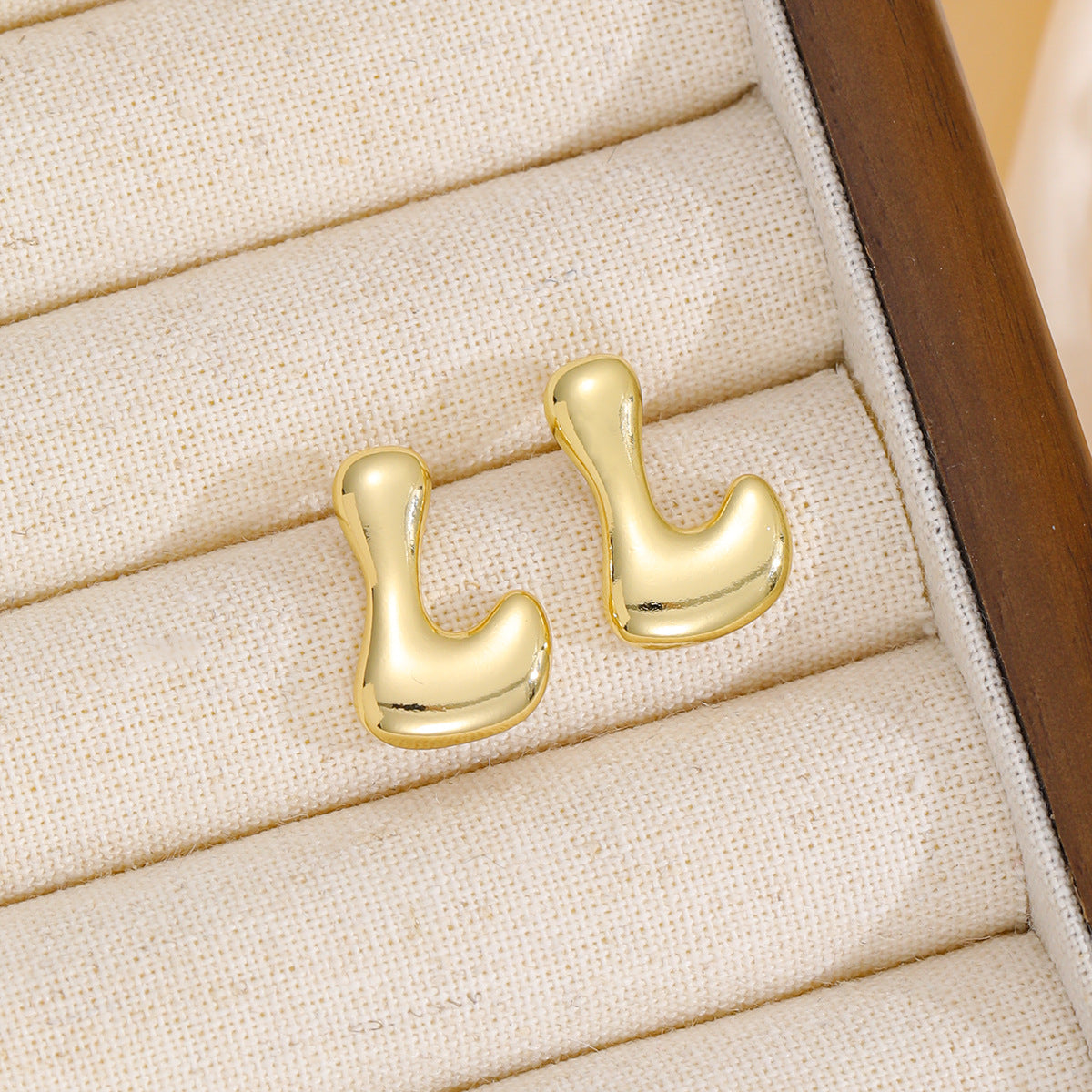 Initially Yours - 18K Gold-Plated Bubble Letter Stud Earring