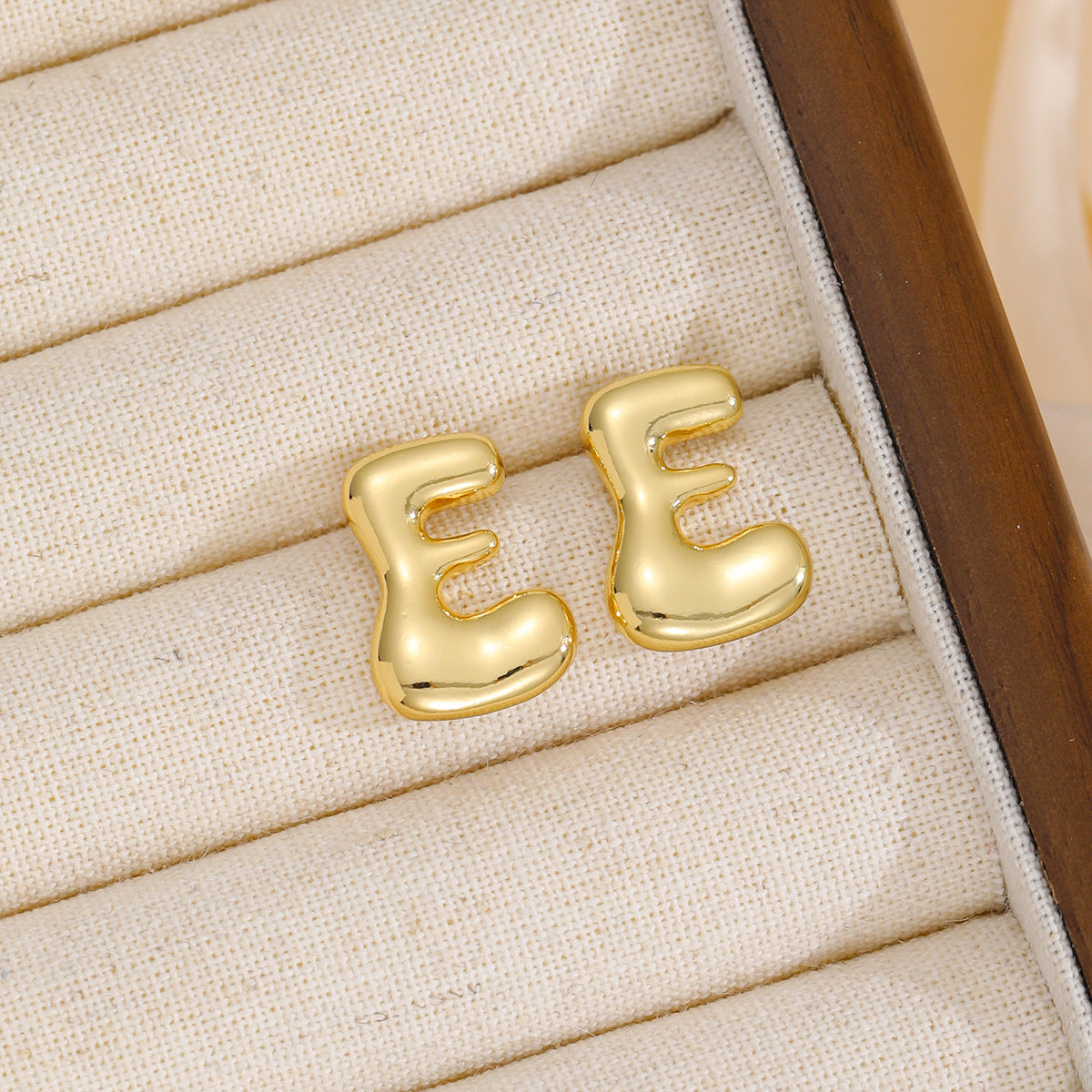 Initially Yours - 18K Gold-Plated Bubble Letter Stud Earring