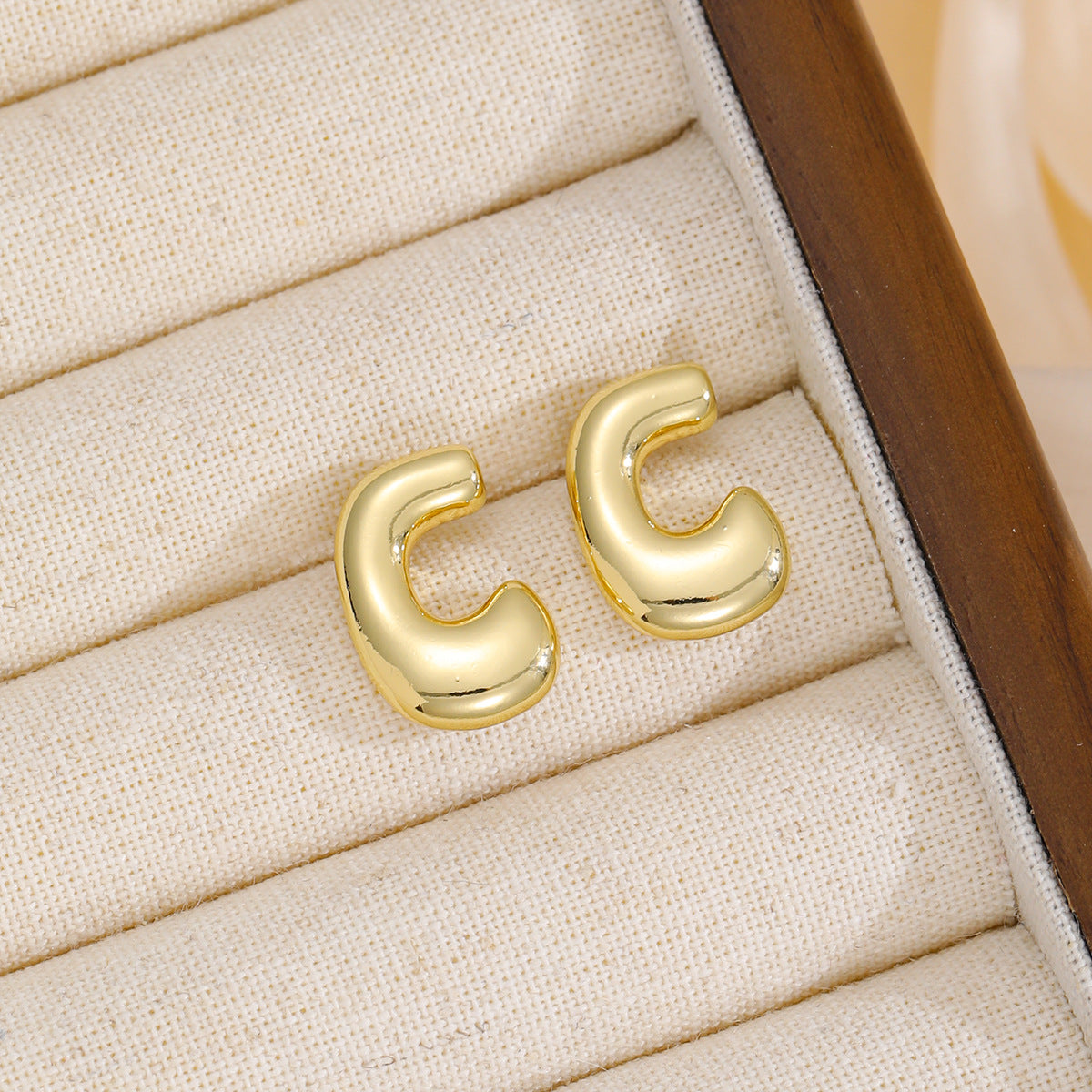 Initially Yours - 18K Gold-Plated Bubble Letter Stud Earring