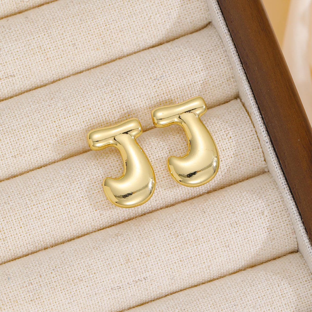 Initially Yours - 18K Gold-Plated Bubble Letter Stud Earring