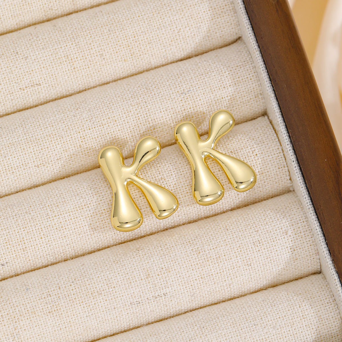 Initially Yours - 18K Gold-Plated Bubble Letter Stud Earring