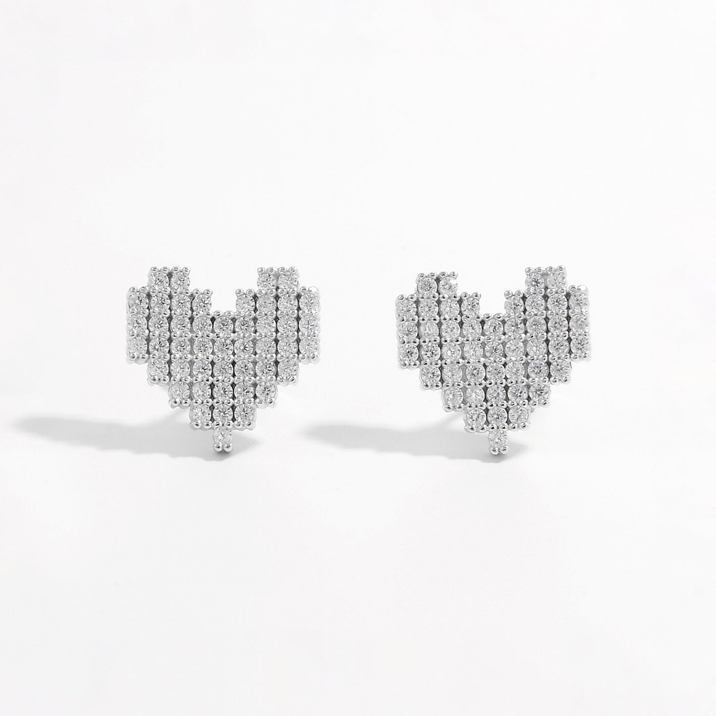 Pixel Perfect (925 Sterling Silver) Heart Stud Earring
