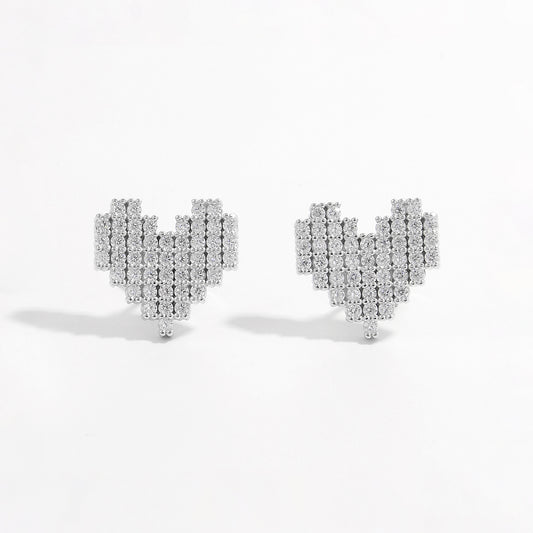 Pixel Perfect (925 Sterling Silver) Heart Stud Earring