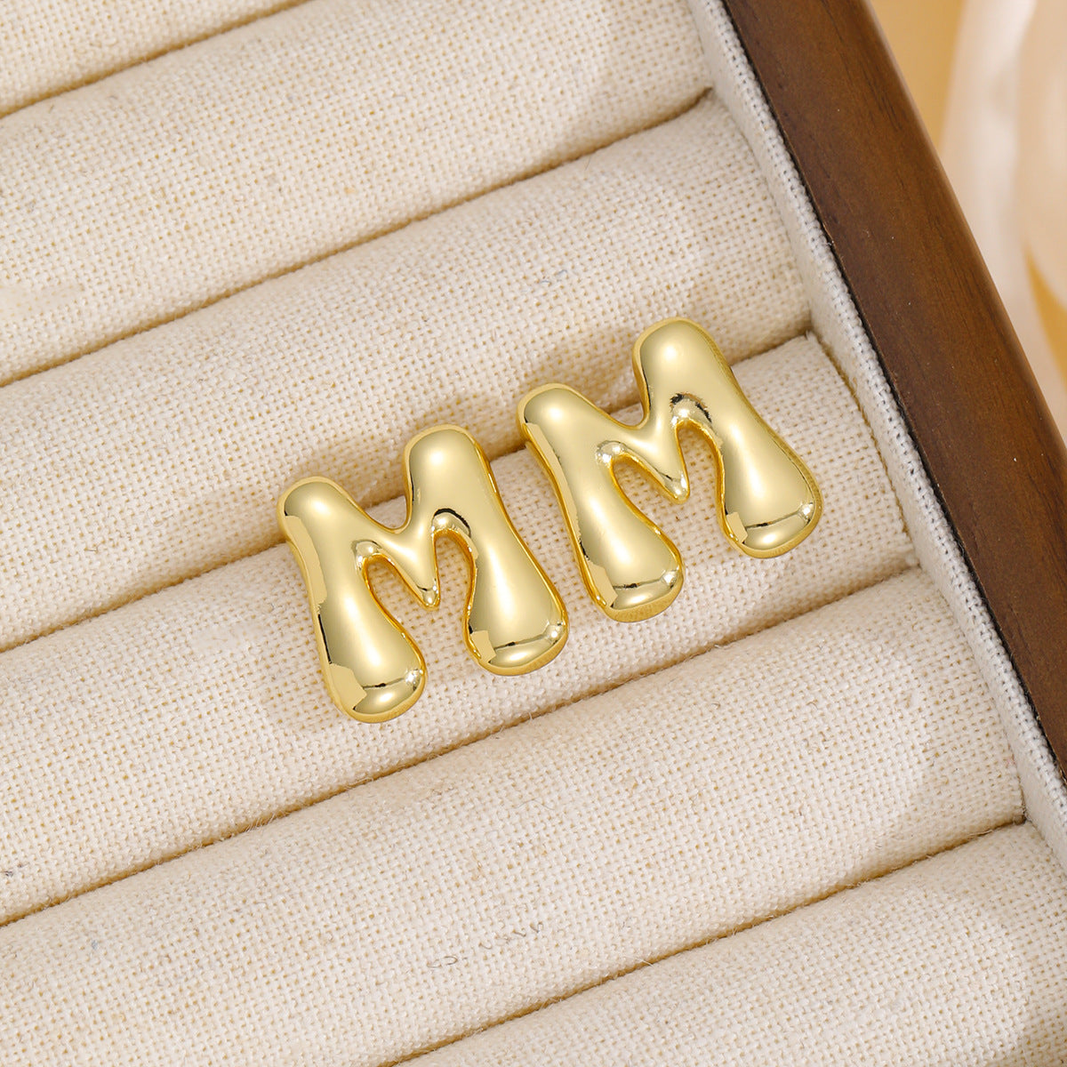 Initially Yours - 18K Gold-Plated Bubble Letter Stud Earring