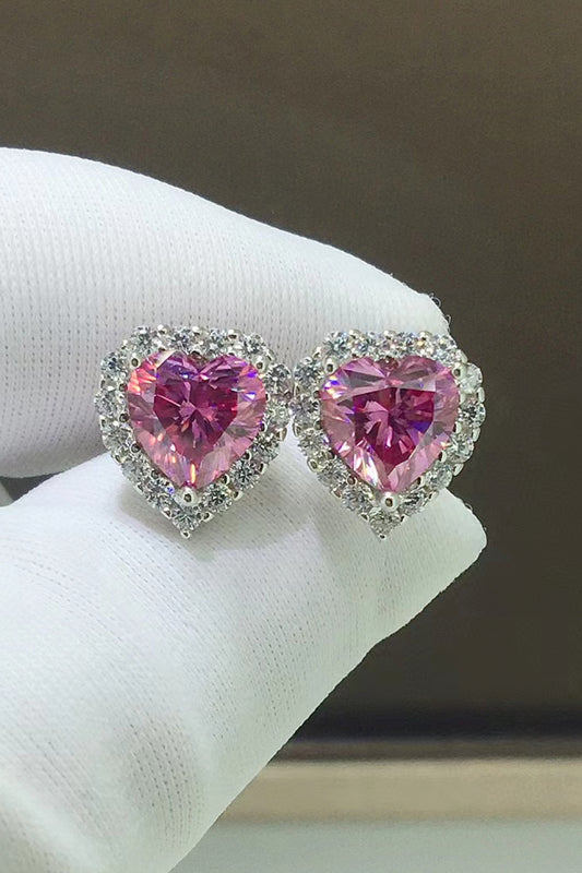 Princess (2 Carat Moissanite) Heart-Shaped Earring