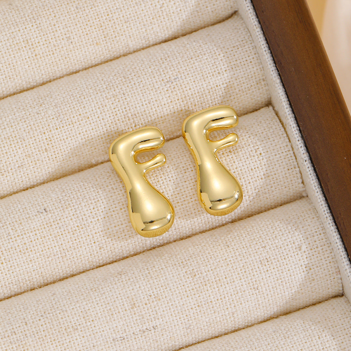 Initially Yours - 18K Gold-Plated Bubble Letter Stud Earring