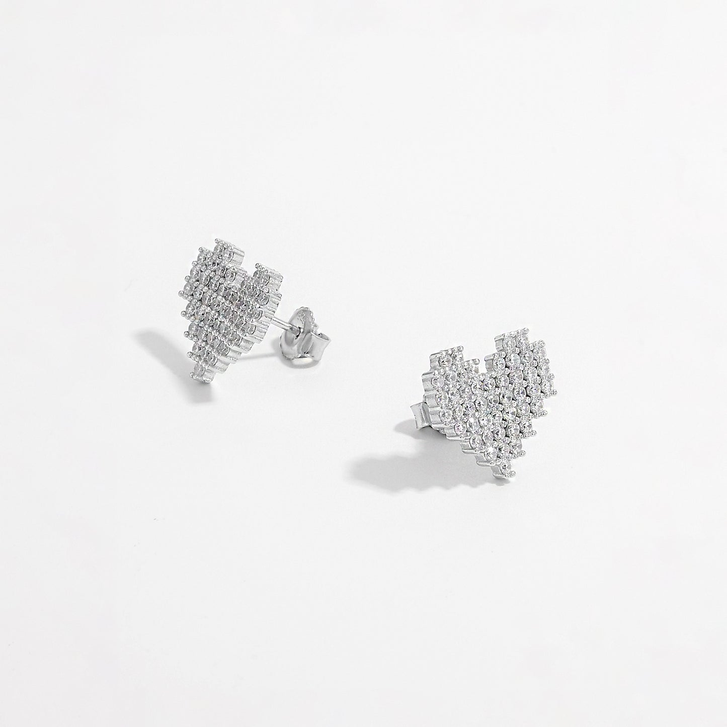 Pixel Perfect (925 Sterling Silver) Heart Stud Earring