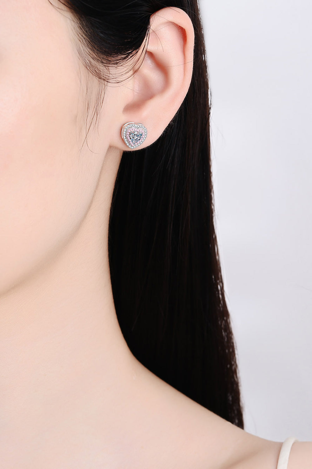 Heart of Diamond (Moissanite) Heart Shaped Stud Earring