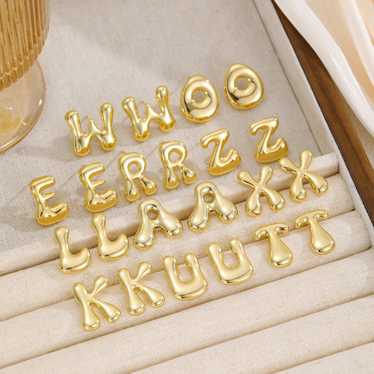 Initially Yours - 18K Gold-Plated Bubble Letter Stud Earring