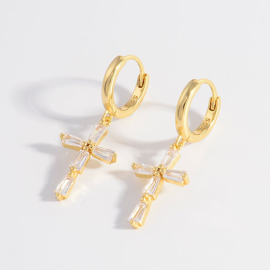 Reigning (925 Sterling Silver) Cross Earring