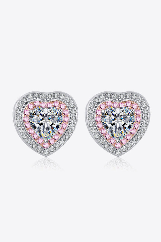 Heart of Diamond (Moissanite) Heart Shaped Stud Earring