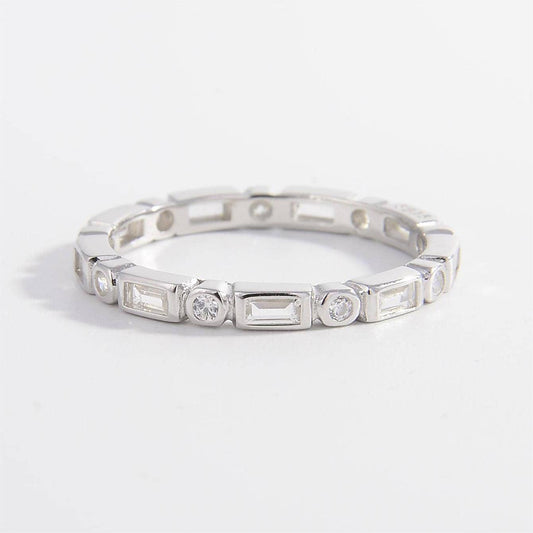 Stacked (925 Sterling Silver) Geometric Shape Ring